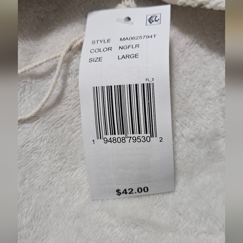 NWT Floral Cropped Puff Short Sleeve Top-Color- Natural/floral- Juniors Large - Picture 6 of 11